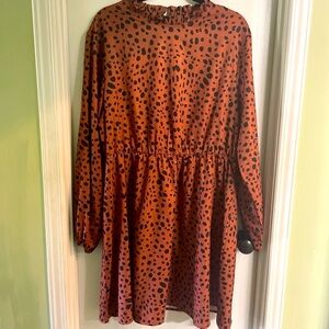 SHEIN Rust and Black Spotted Midi Dress